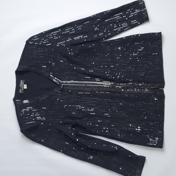 COPY - St. John Evening Knitted Sequins Blazer Jacket - Picture 3 of 11